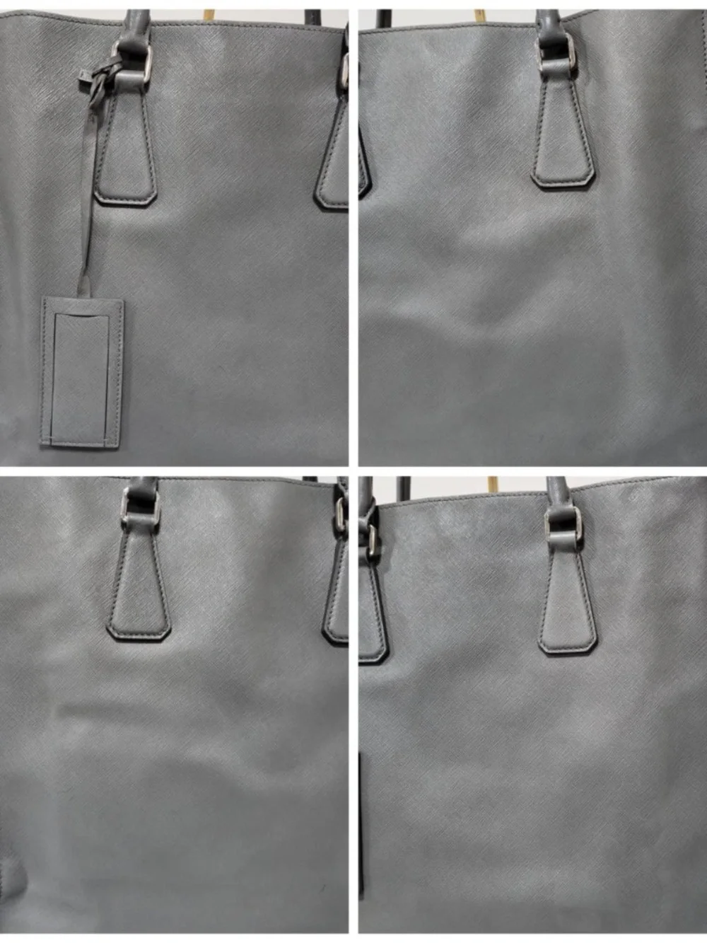 Authentic Prada Saffiano Lux Leather Galleria Tote Bag Grey - Picture 8 of 13